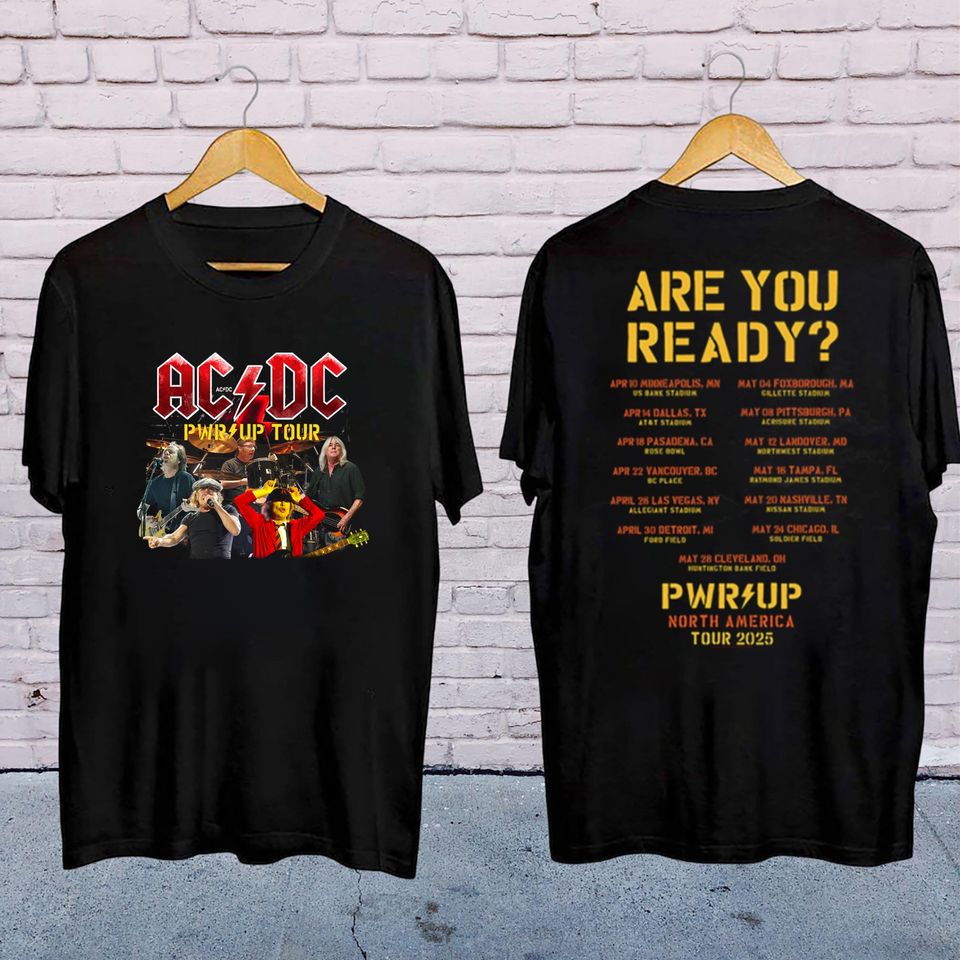 Graphic Ac-Dc Band Tour 2025 Shirt, Rock Band Ac-Dc Pwr Up Concershirt, Ac-Dc Band Fan Gift, Ac-Dc Merch Band Tee