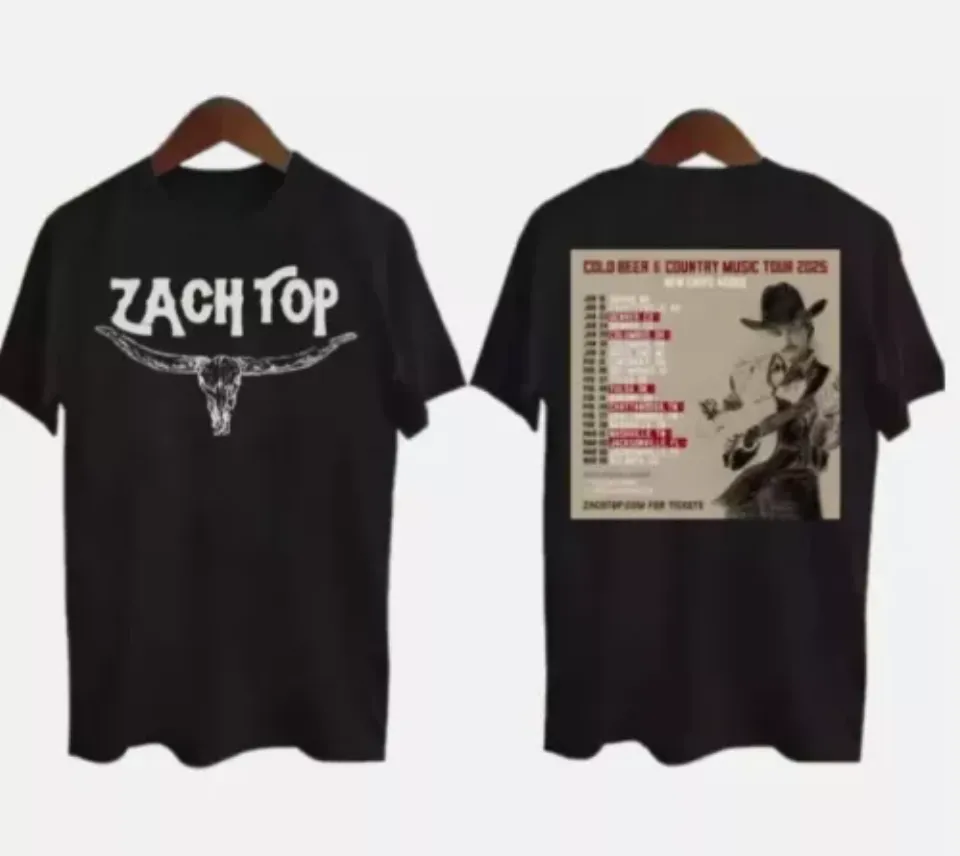 All Design Tour 2025, Zach Top Country Music Two Sides Unisex Shirt