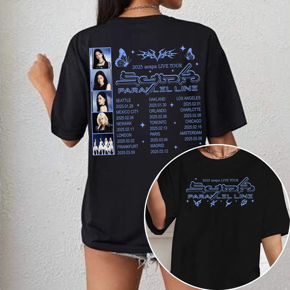 Aespa Synk: Parallel Line World Tour 2025 Shirt, Aespa Whiplash Album Shirt, Aespa Armageddon Shirt, Ningning, Karina, Giselle, Winter