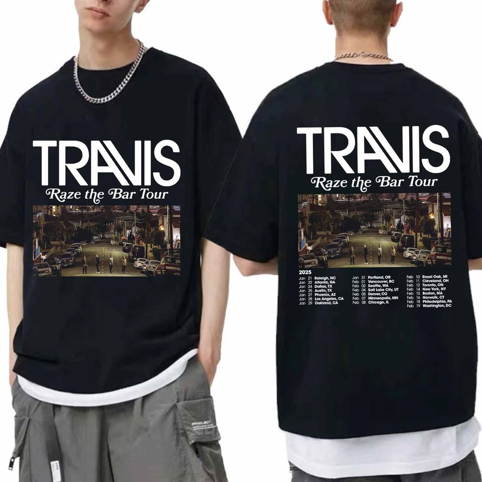 Travis - Raze The Bar 2025 Tour Double Sided Shirt, Travis Band Fan Shirt, Travis Band Gift