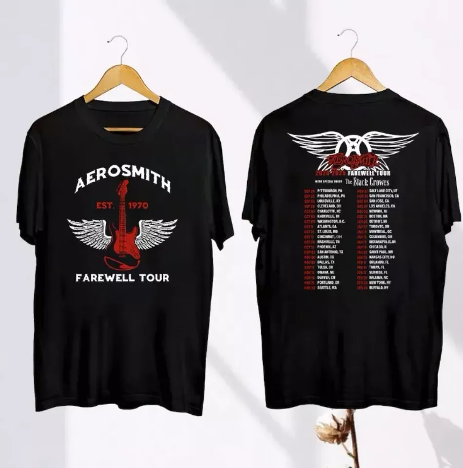 Aerosmith Tour 2024-2025 Double Sided Shirt, Cotton Short Sleeve Shirt, Gift For Music Lover