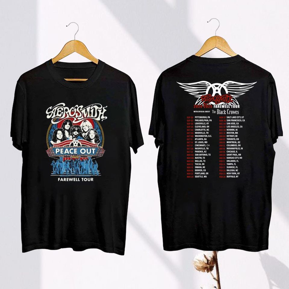 Aerosmith Vintage Shirt, Aerosmith Peace Out Farewell Tour 2024-2025 Shirt, Aerosmith Fan Gift, Aerosmith Rock Band Shirt, Aerosmith Merch