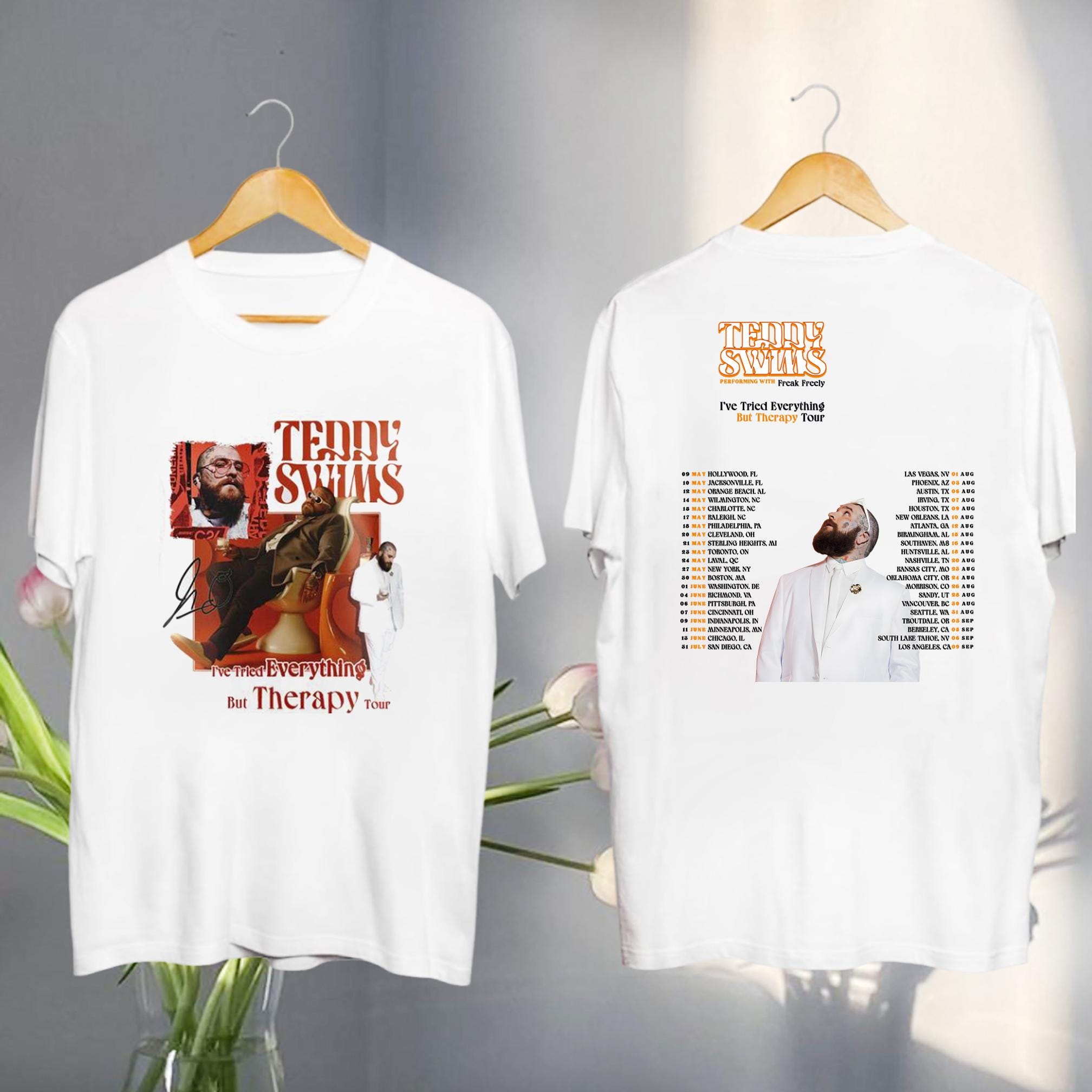 2025 Teddy Swims I'Ve Tried Everything But Therapy Tour Shirt, Teddy Swims 2025 Concert, Teddy Swims Fan Gift, Teddy Swims Merch Shirt