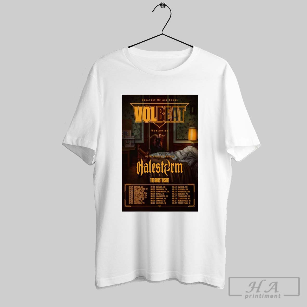Poster Volbeat Greatest Of All Tour 2025 Worldwide With Special Guests Halestorm And The Ghost Inside Shirt