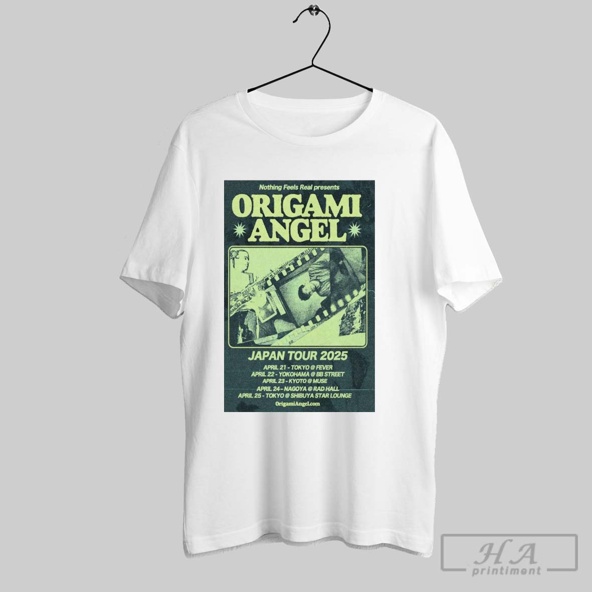 Poster Nothing Feels Real Presents Origami Angel Japan Tour 2025 Apr 21 Tokyo Fever Apr 22 Yokohama Bb Street Shirt