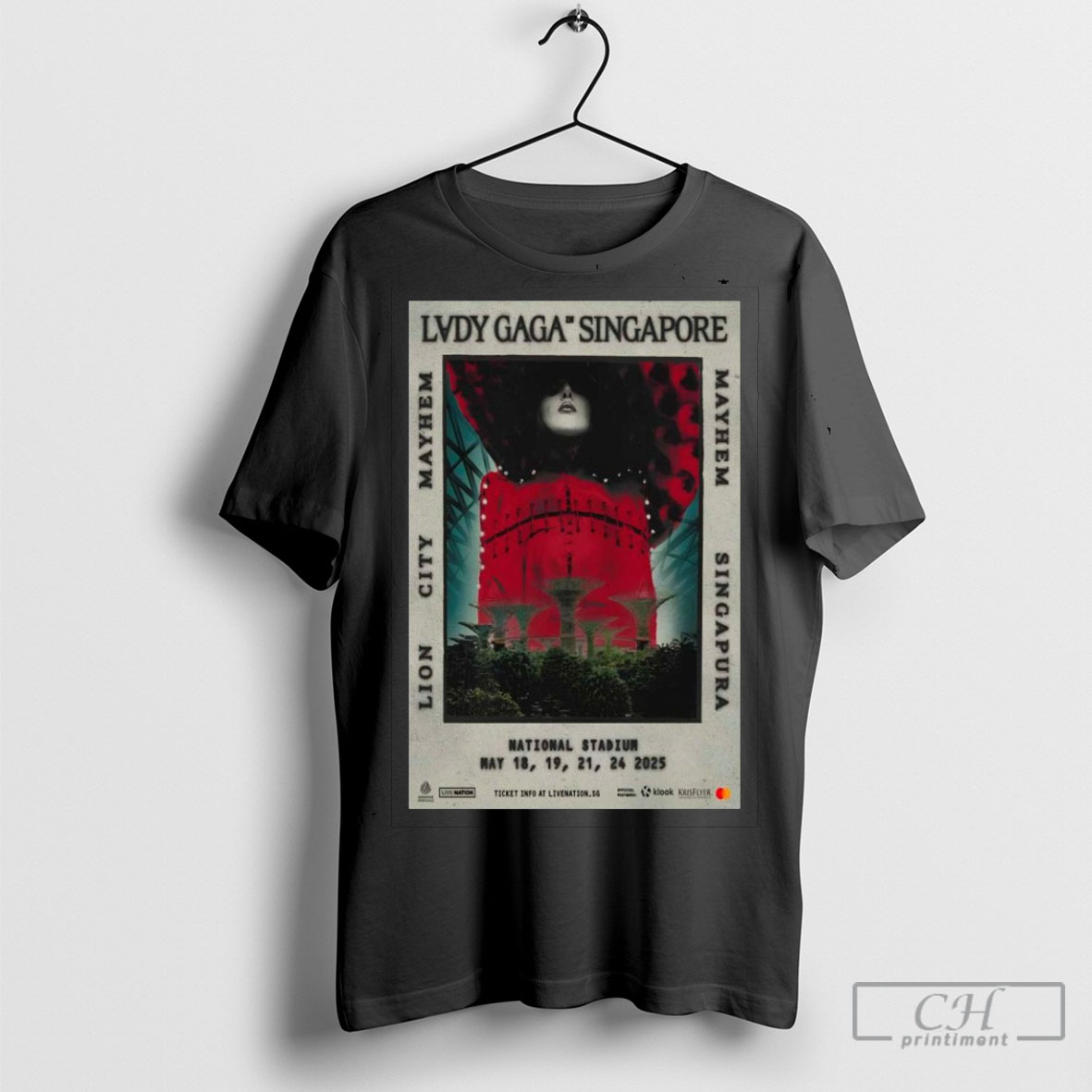 Official The Singapore National Stadium Show Lady Gaga Tour May 18 19 2025 Poster Shirt