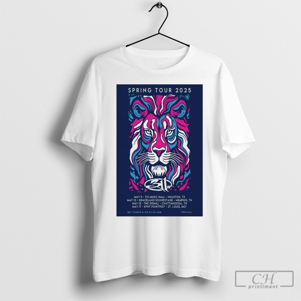 Official 311 Spring Tour May 2025 May 9 713 Music Hall Houston Tx May 13 Graceland Soundstage Memphis Tn Shirt
