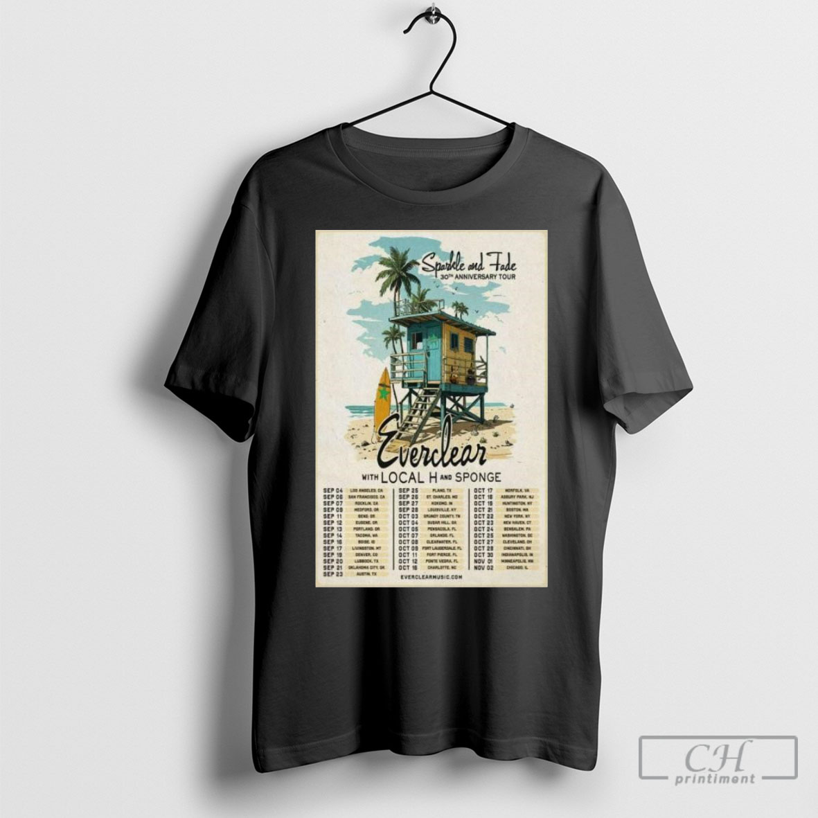 Official Everclear Sparkle And Fade 30Th Anniversary Tour 2025 Poster Shirt