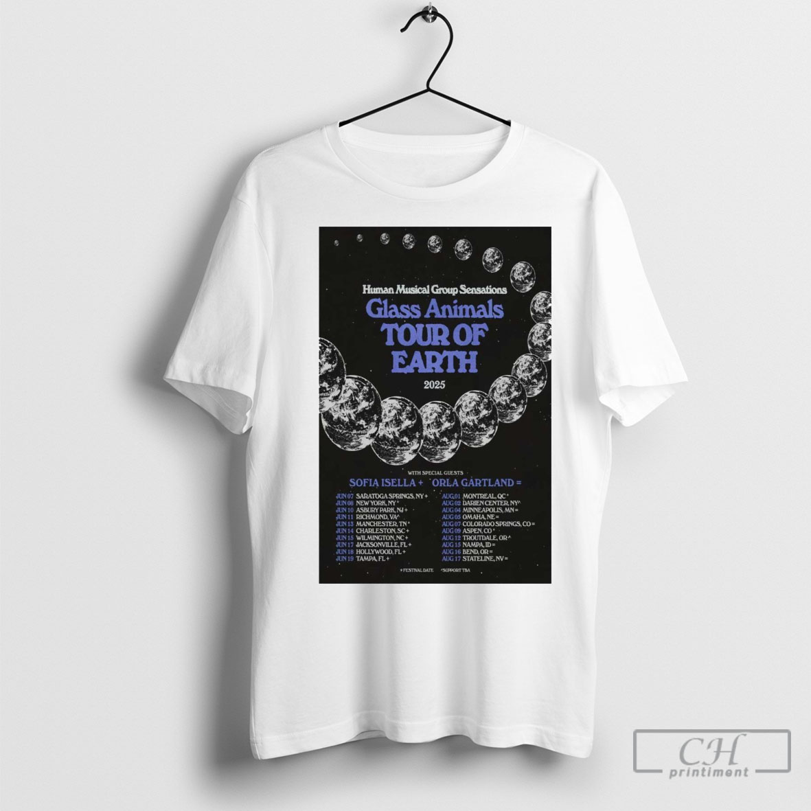 Human Musical Group Sensations Glass Animals Tour Of Earth 2025 With Special Guests Sofia Isella Orla Gartland Shirt