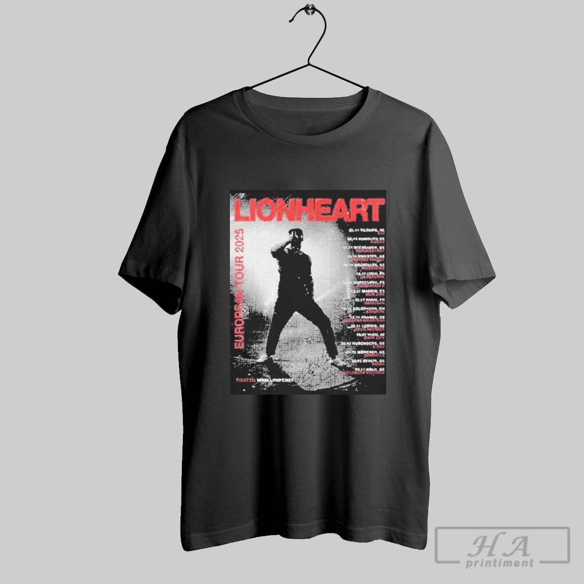 Premium Lionheart European Tour 2025 Poster Lineup Two Sides Shirt