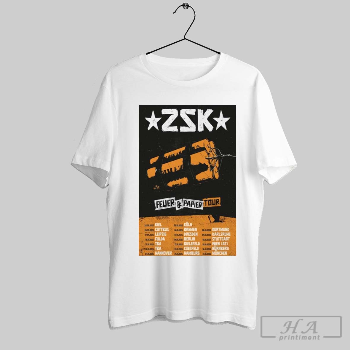 Poster Zsk Feuer And Papier Tour 2025 25 09 Kiel 26 09 Cottbus 27 09 Leipzig 16 10 Fulda Shirt
