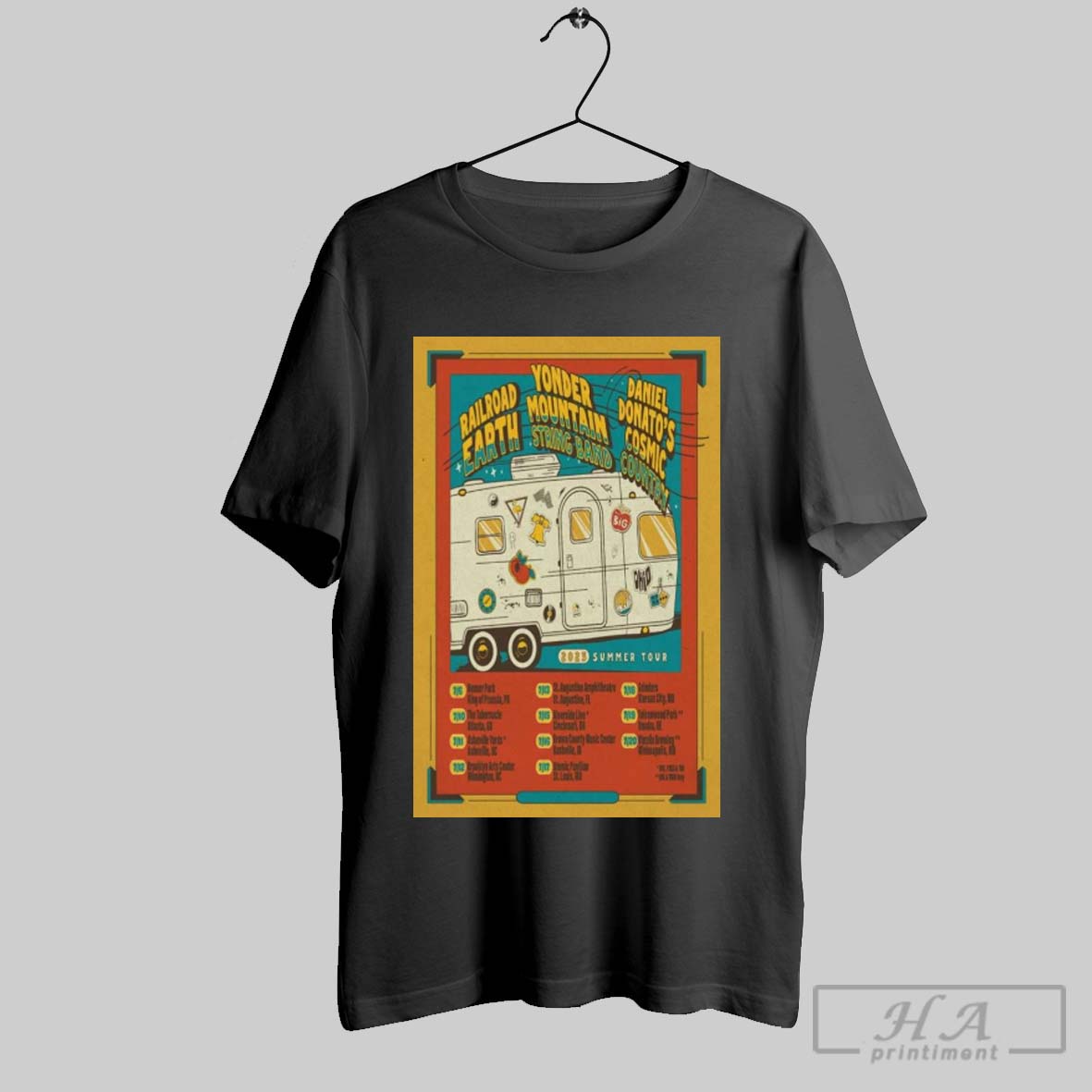 Poster Railroad Earth Yonder Mountain String Band Daniel Donatos Cosmic Country Summer Tour 2025 Shirt