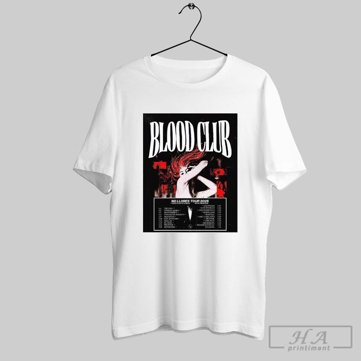 Poster Blood Club No Llores Tour 2025 5 1 Tijuana 5 2 Guadalajara 5 3 Monterrey Shirt