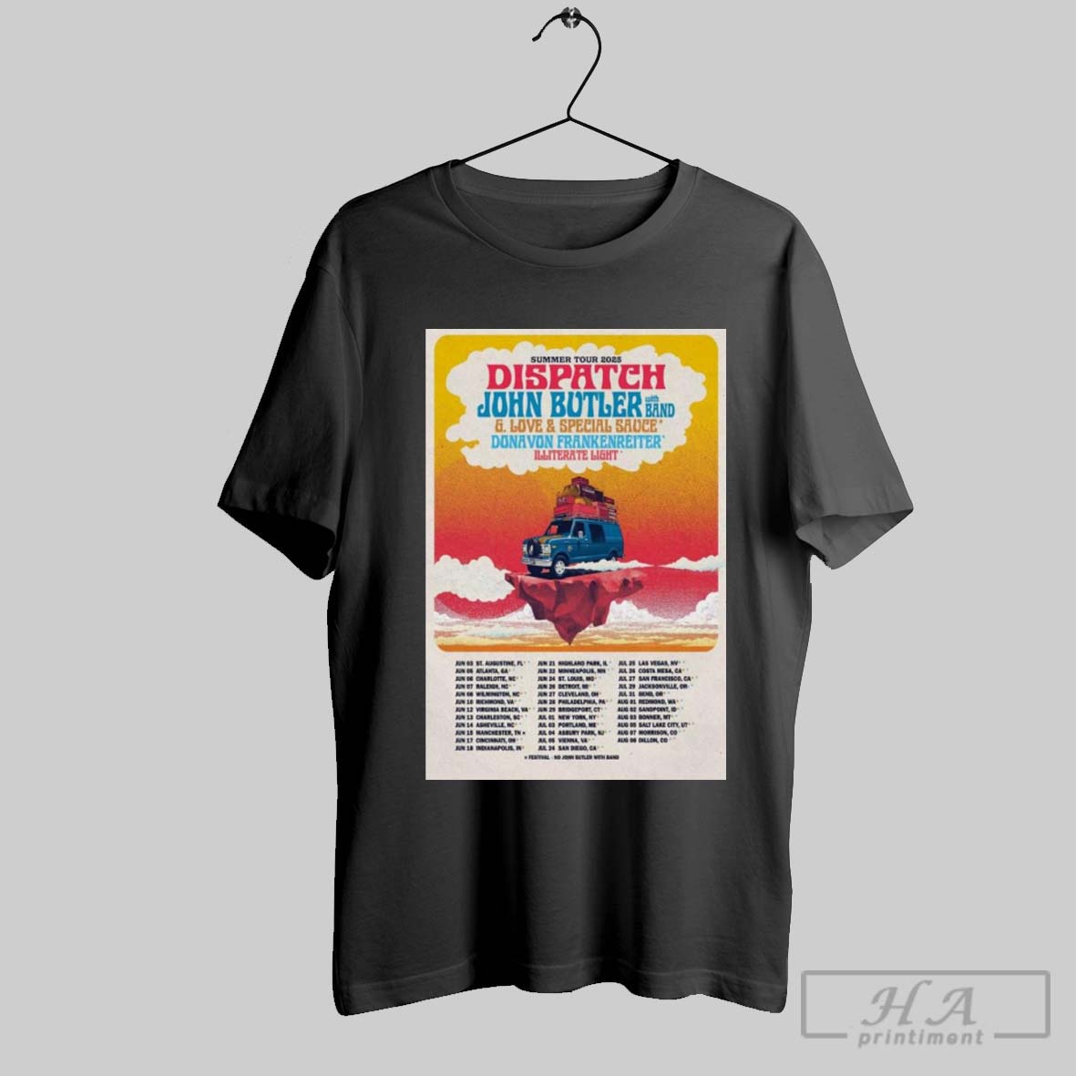Poster John Butler Band With Summer Tour Illiterate Light Donavon Frankenreiter 2025 Shirt