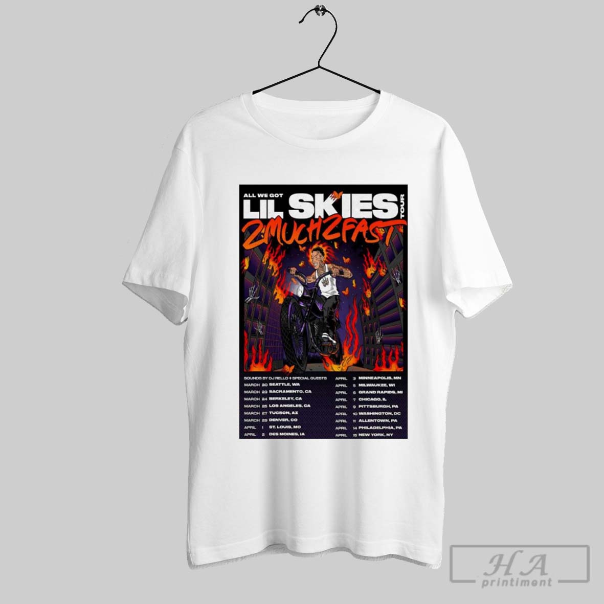 Poster All We Got Lil Skies Tour 2025 2 Much 2 Fast Shirt