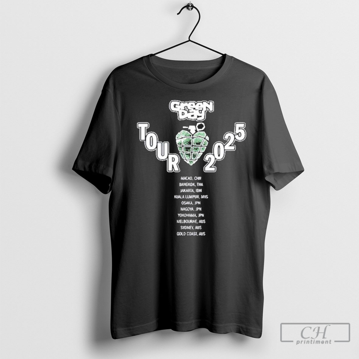 Official Green Day Tour 2025 Asia Australia Limited Shirt