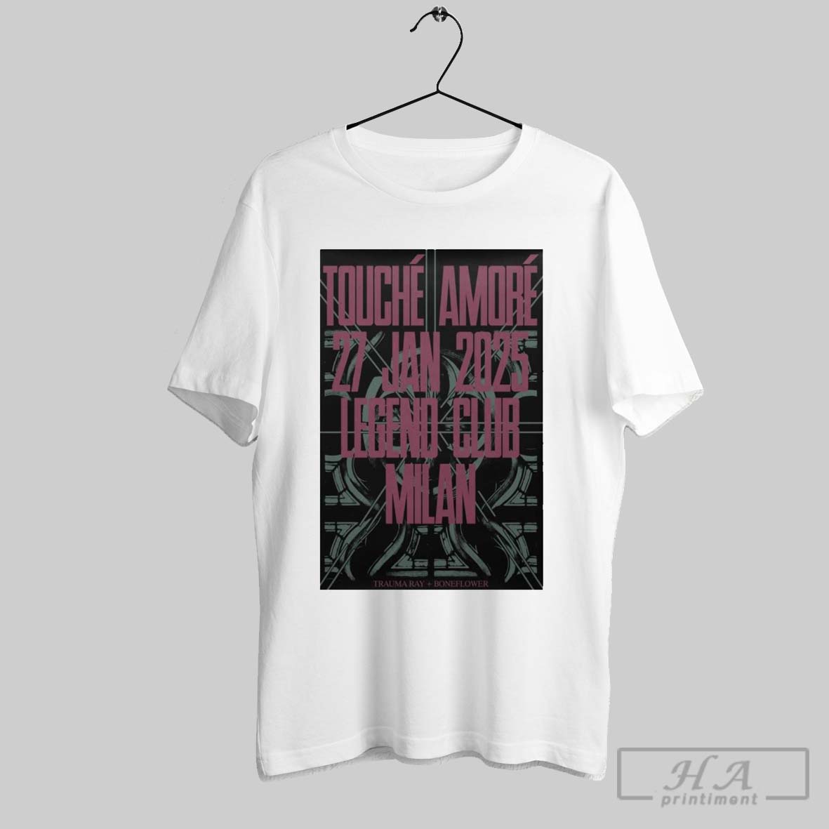 Official Poster Touche Amore Jan 27 2025 Legend Club 54 Milano Italy Tour Trauma Ray Boneflower Shirt
