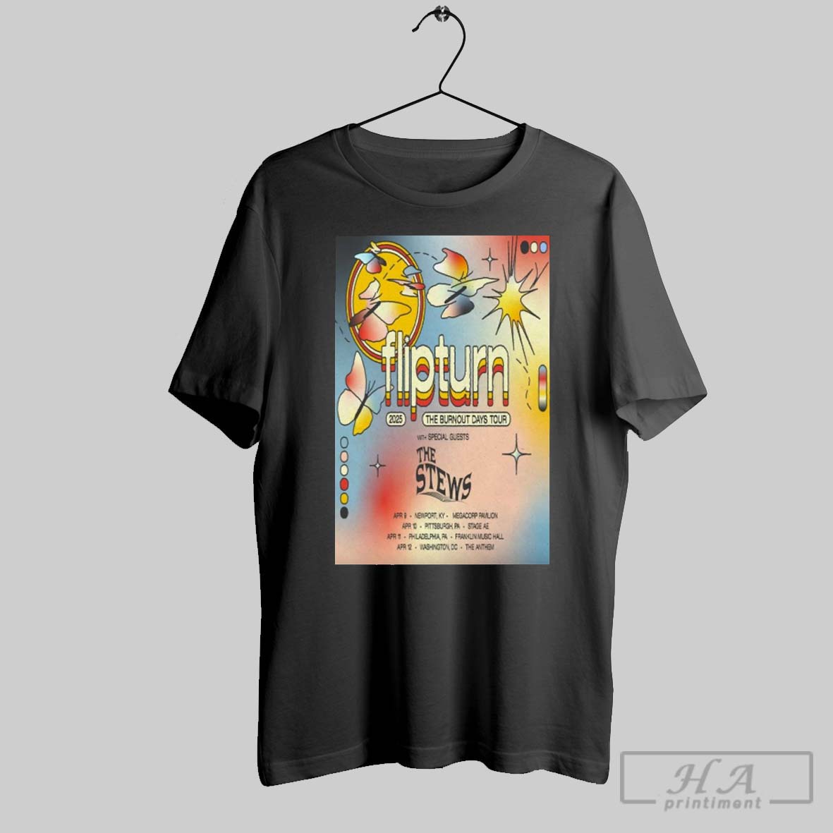 Official Poster Flipturn Apr 2025 The Burnout Days Tour The Stews Shirt