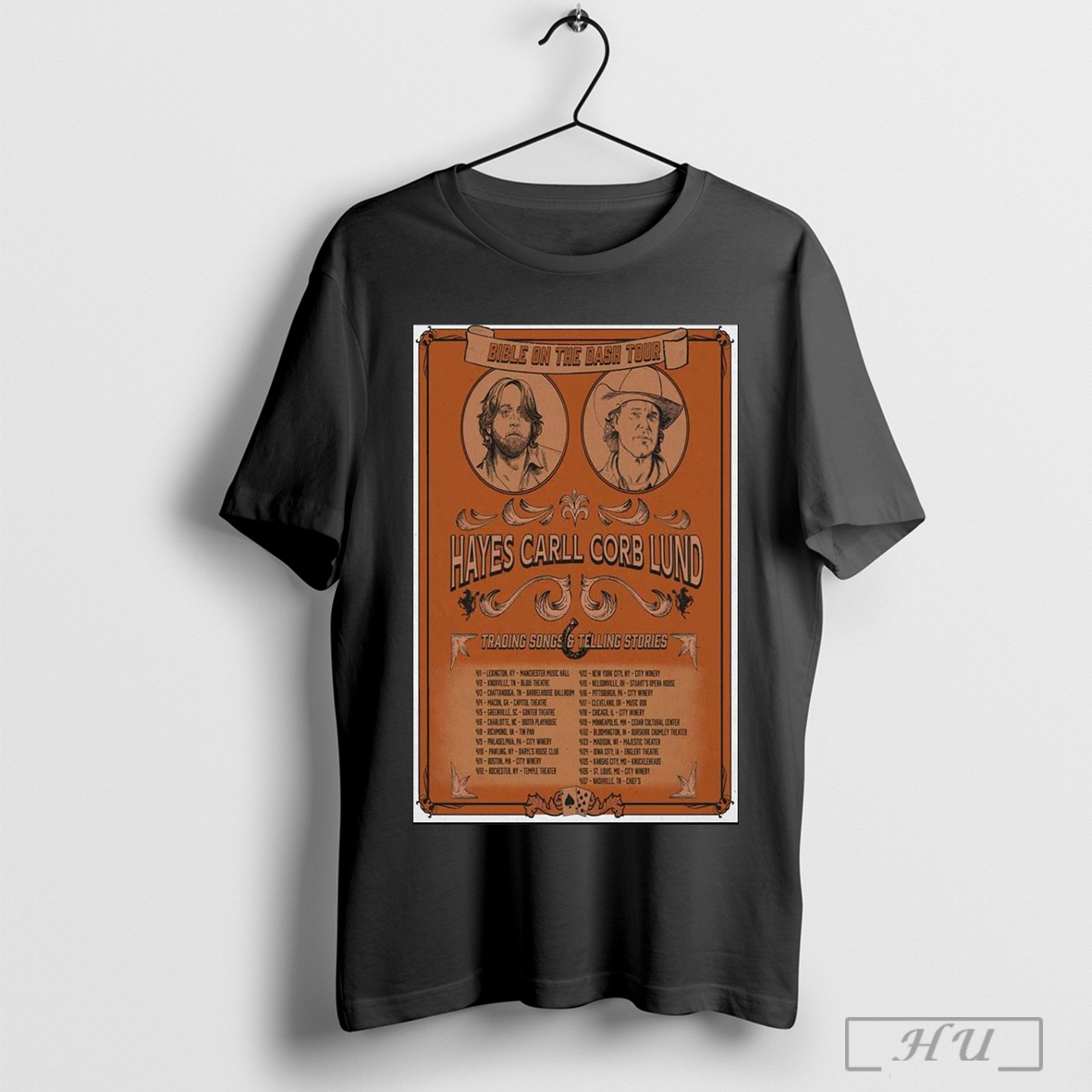 Official Poster Hayes Carll Corb Lund Bible On The Dash Tour 2025 Trading Songs And Telling Story Shirt