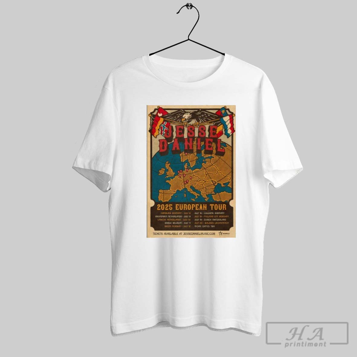 World Jesse Daniel European Tour 2025 Cover Poster Unisex Shirt
