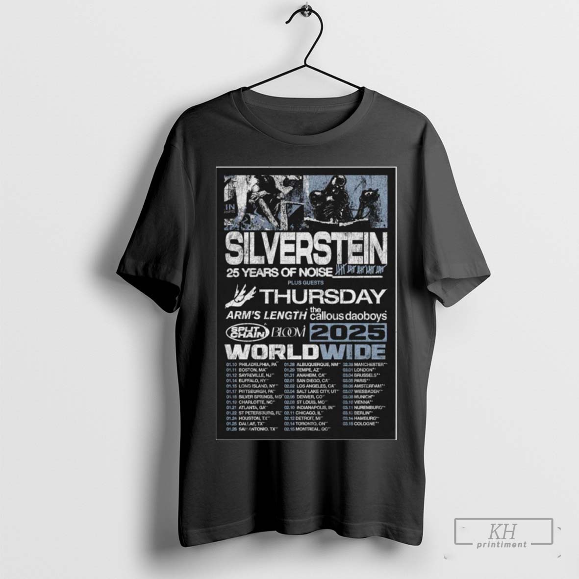 Official Silverstein Worldwide Years Of Noise Tour 2025 Poster Shirt Shirt Cutom Poster Coffee Mugs Ornaments