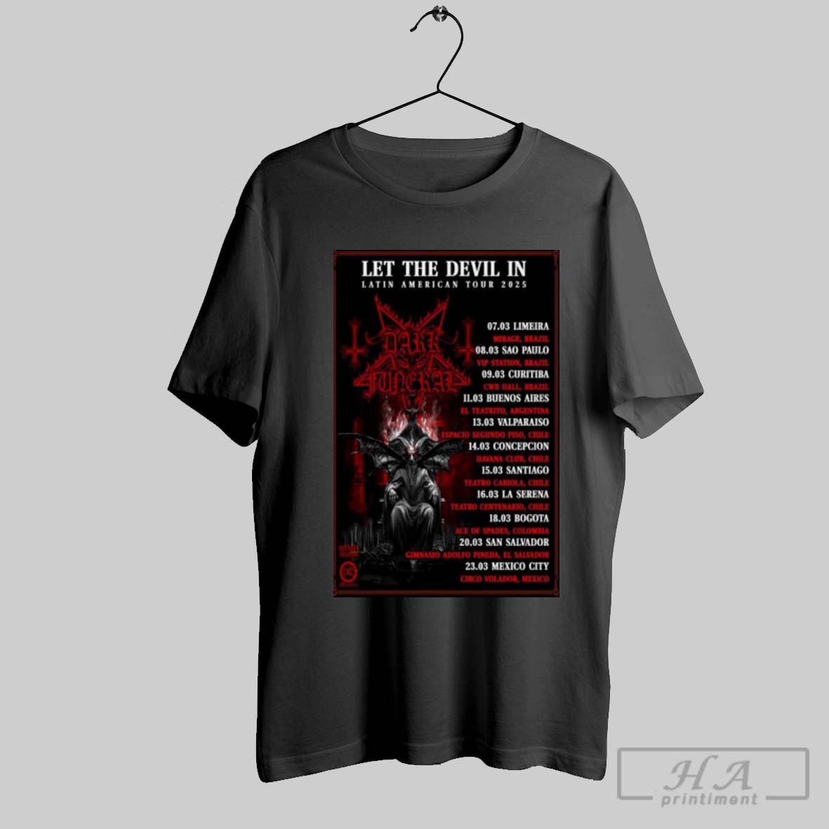 Official Dark Funeral Latin American Tour 2025 Shirt