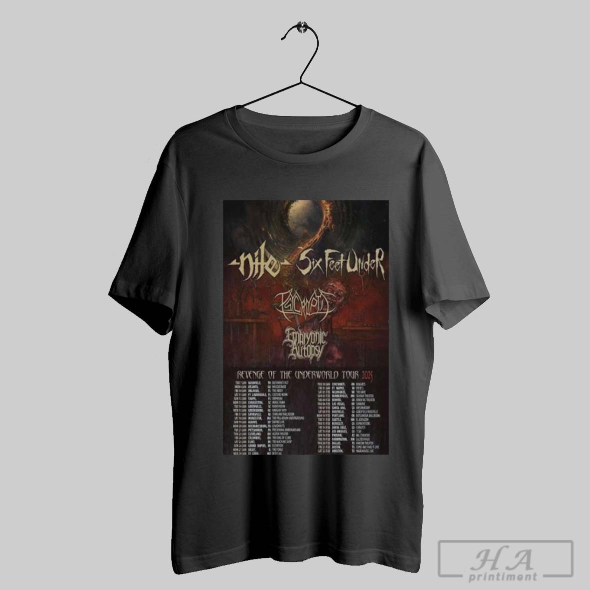 Nile And Six Feet Under Revenge Of The Underworld Tour 2025 Shirt