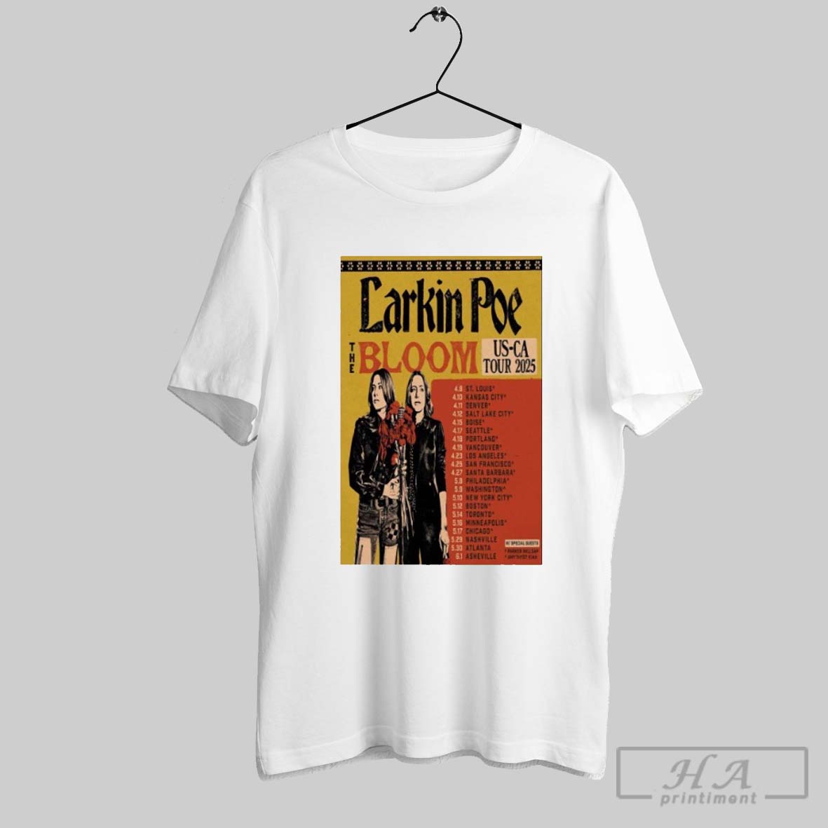 Larkin Poe The Bloom Us Ca Tour 2025 Special Guests Parker Millsap Amythyst Kiah Poster Shirt