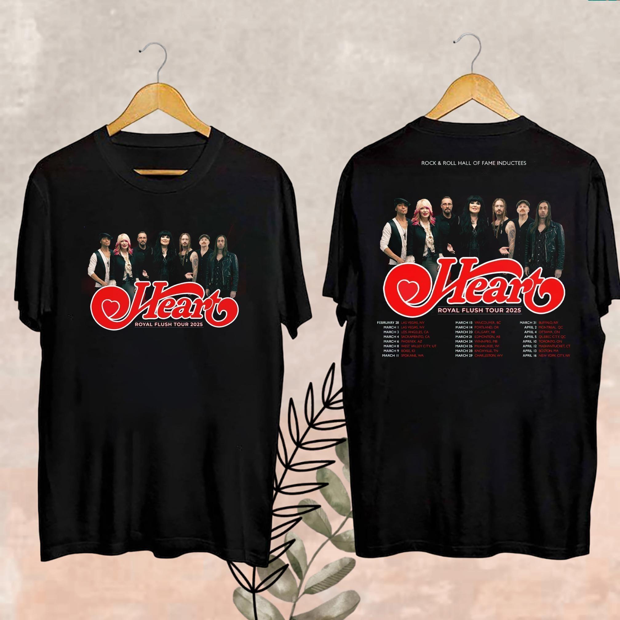 Heart Band Royal Flush Tour 2025 Shirt Double Side Merch