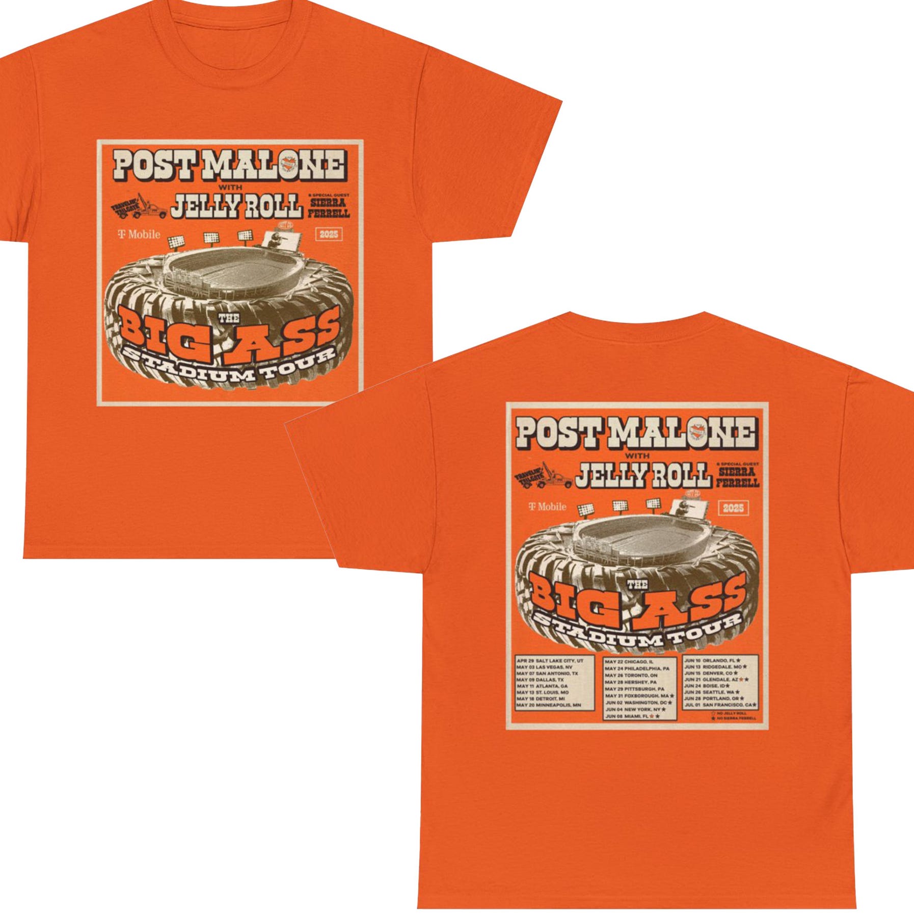 2025 Post Malone Big Ass Stadium Tour Shirt, Post Malone And Jelly Roll Shirt, Post Malone Fan Shirt, Post Malone Concert, Jelly Roll Merch