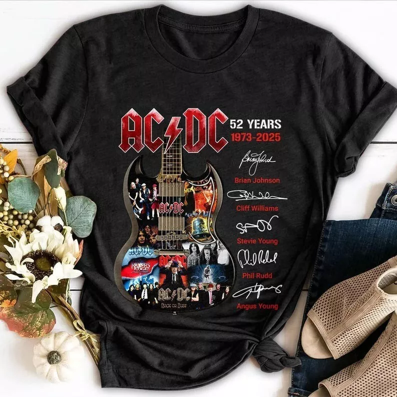 Ac Dc 52 Years 1973-2025 Shirt, AcDc Pwr Up Tour Shirt, Acdc Sign Tshirt