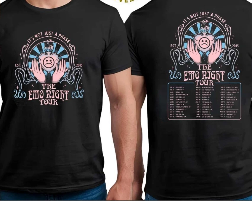 The Emo Night Tour 2025 Its Just A Phase Dates List Two Sides Tshirt