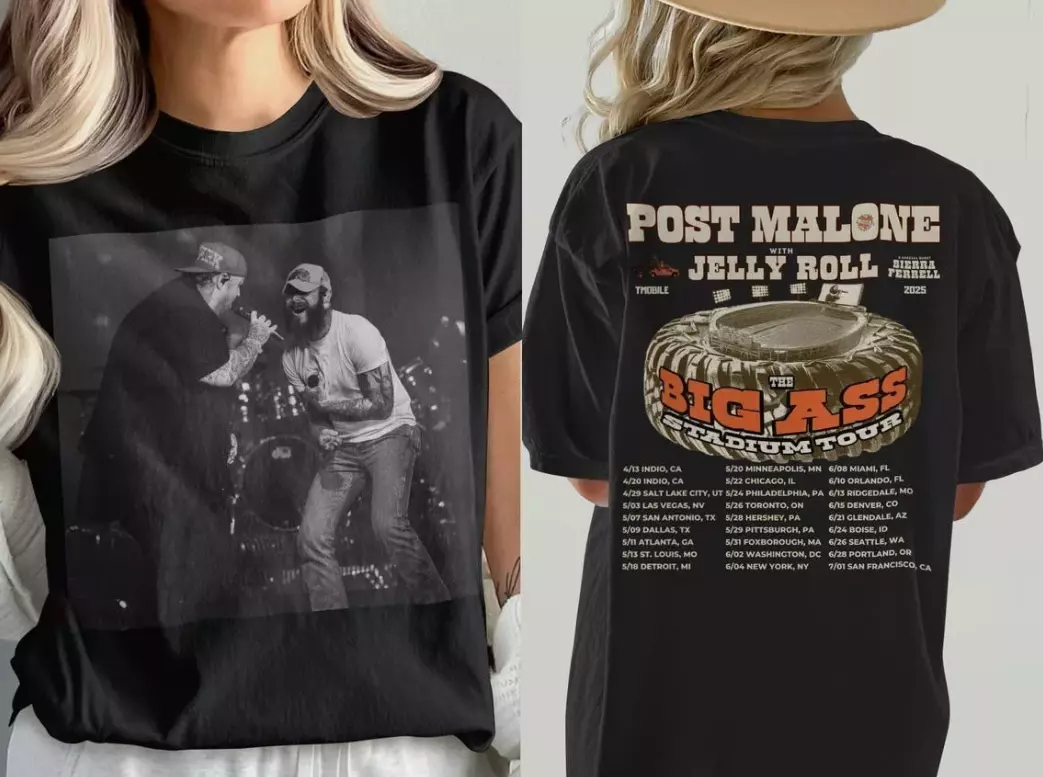 Post Malone Jelly Roll Big As Stadium Tour 2025 Shirt