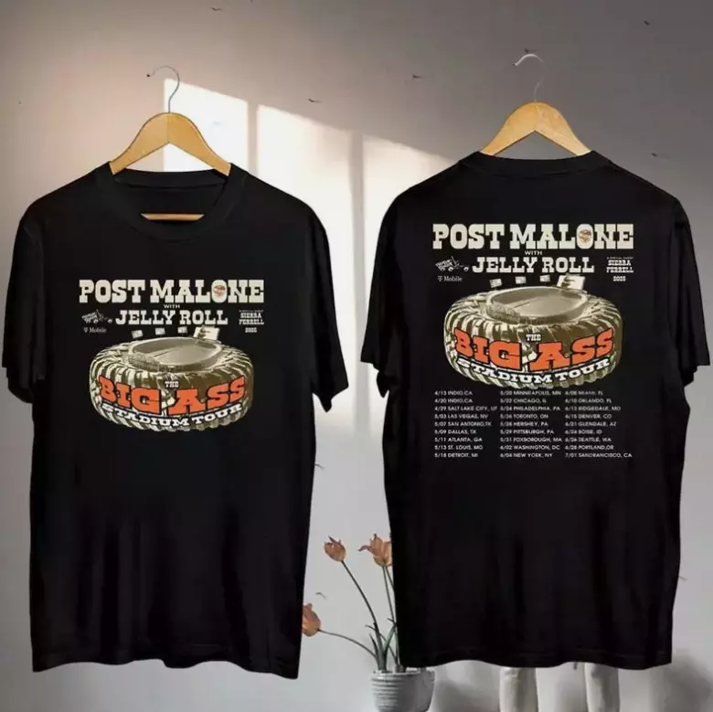 Post Malone And Jelly Roll Tour 2025 Unisex Shirt