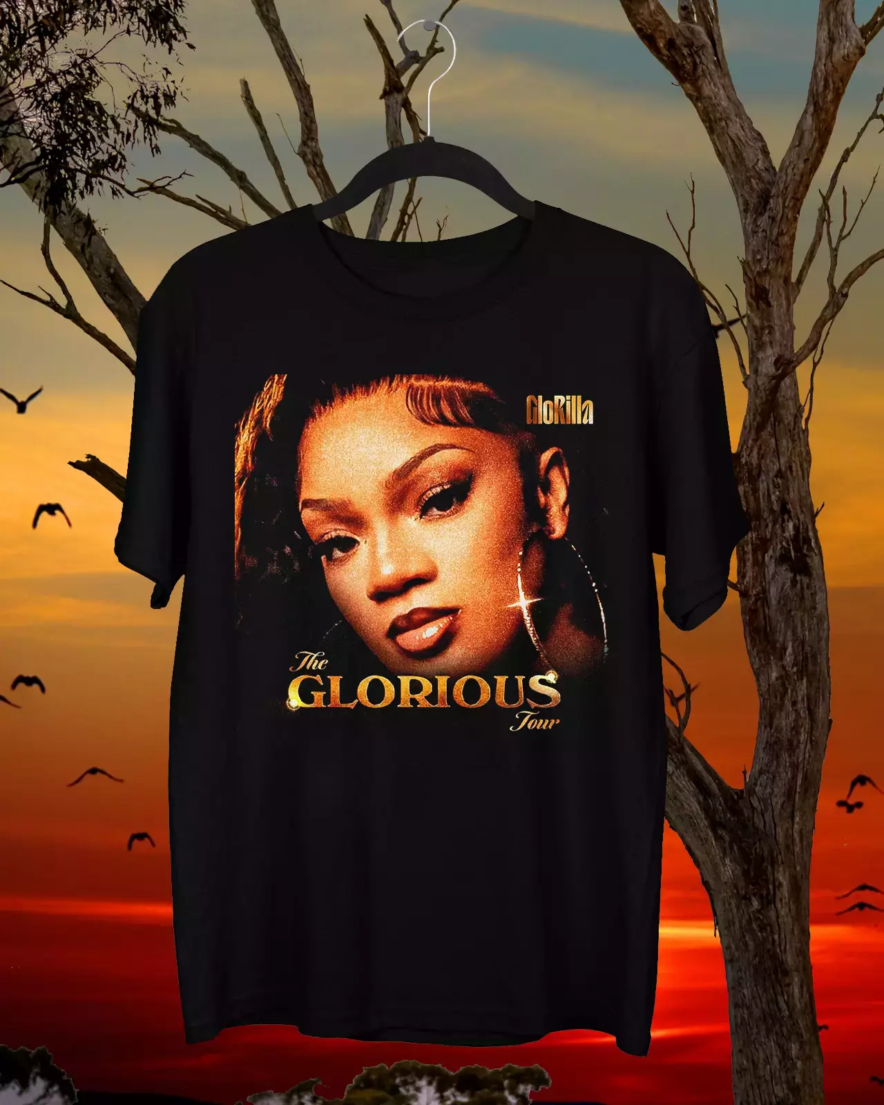 Glorilla Tour 2025 The Glorious Tour Black Gifshirt Qf53