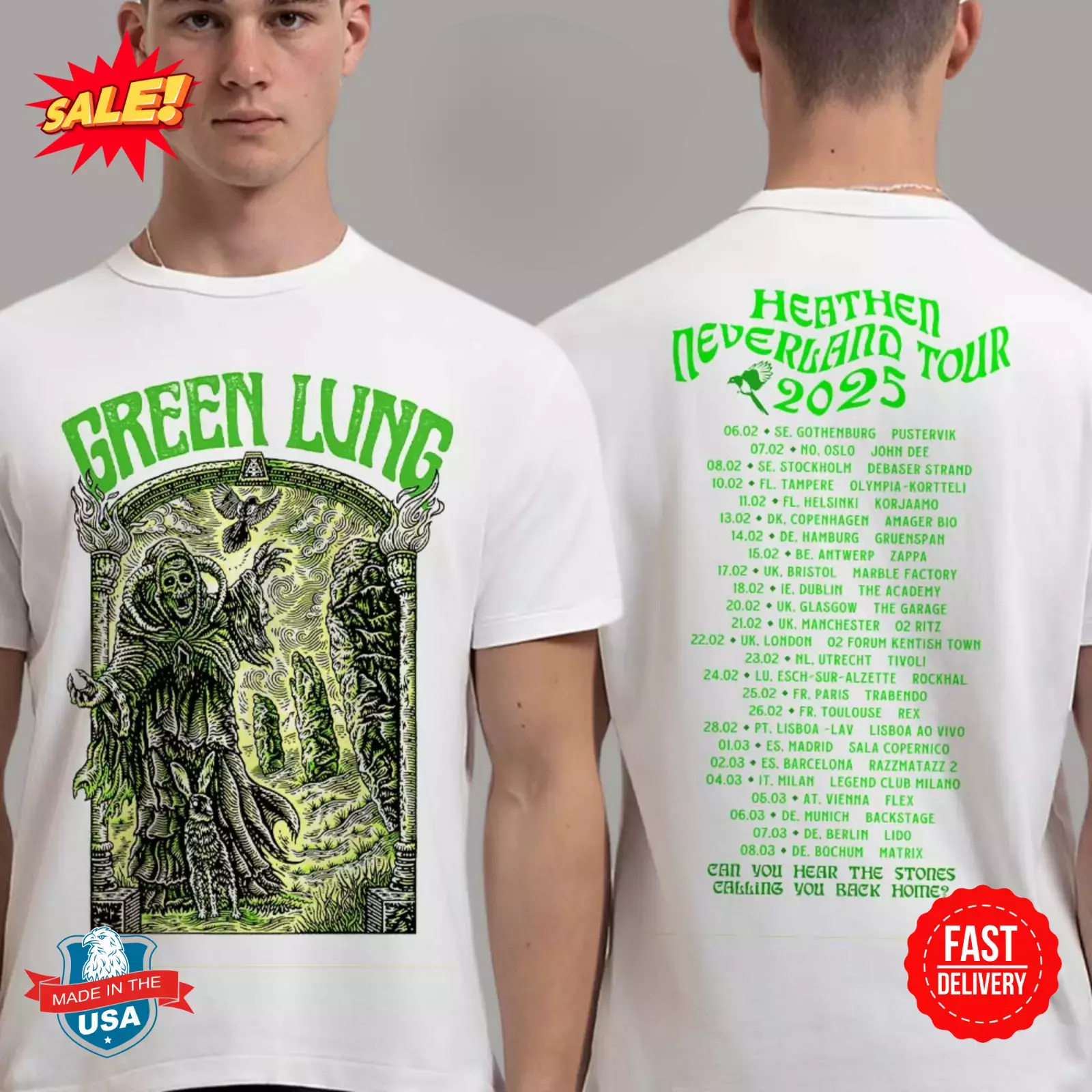 Green Lung Heathen Neverland Tour 2025 Barrow King Artwork Shirt