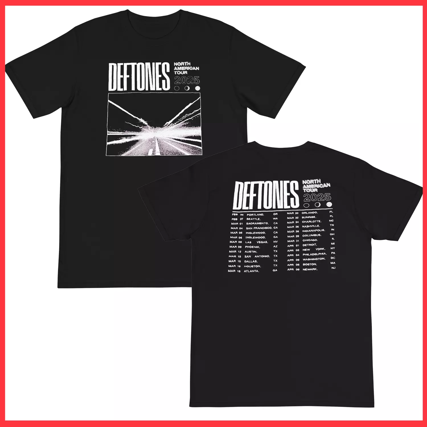 Deftones Rock Album Black 2025 Usa Made Tour Concert Shirt