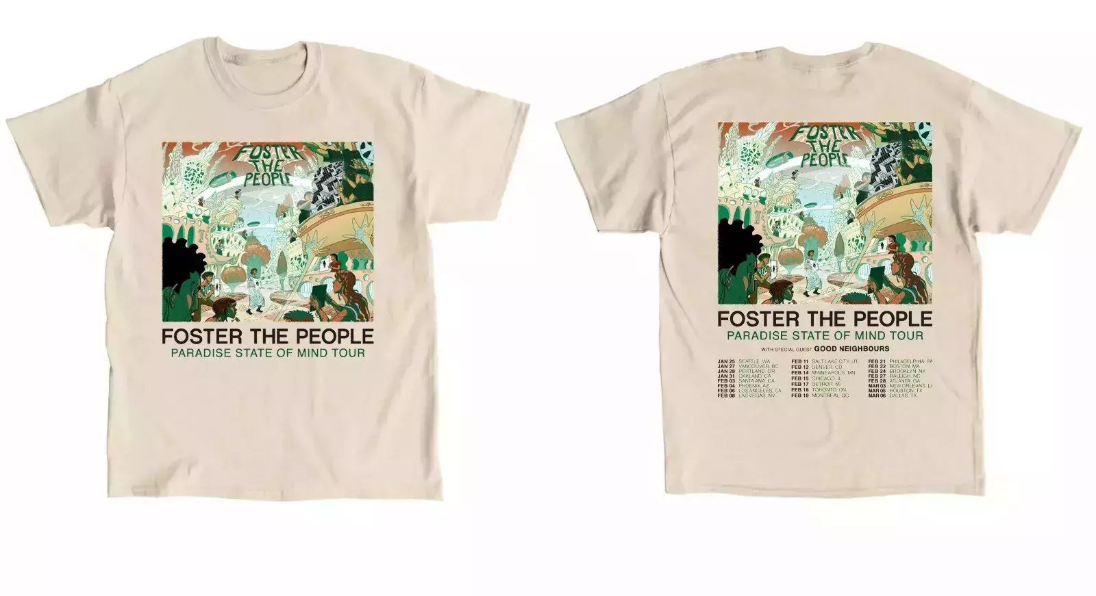 Foster The People Paradise State Of Mind Tour 2025 S To 5X Shirt, Fan Gift, Sand