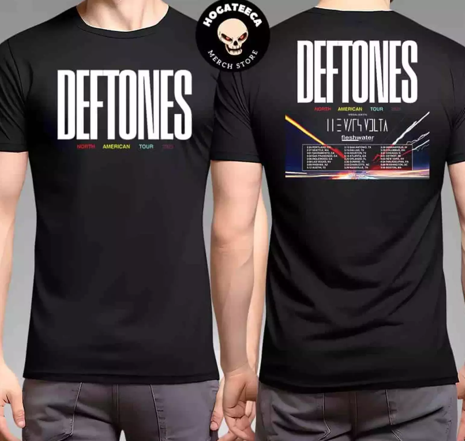 Deftones North American Tour 2025 Schedule List Two Sides Unisex Shirt