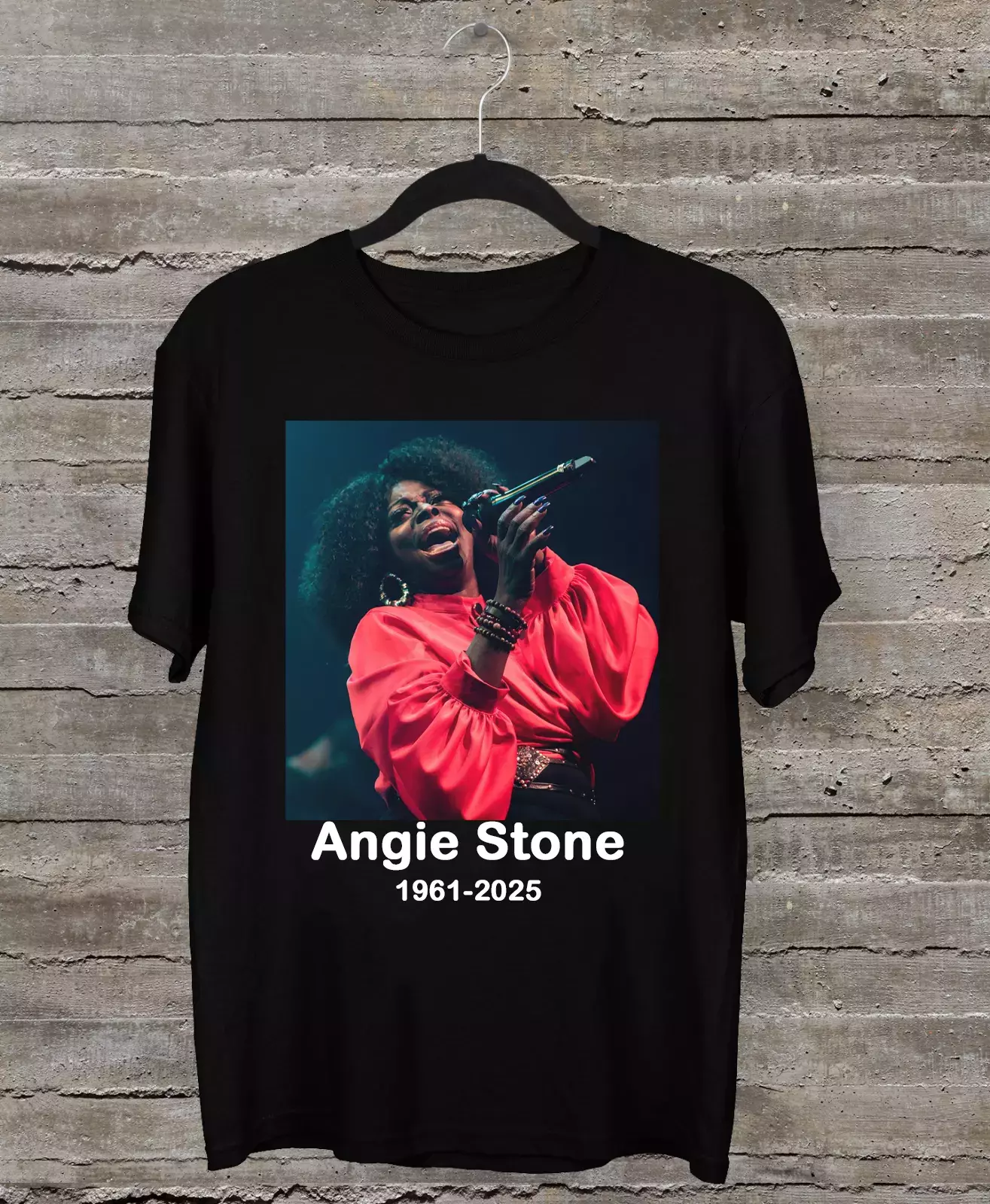 Rest In Peace Angie Stone 1961-2025 Short Sleeve Black Shirt