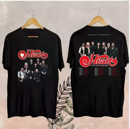 Heart Band Graphic Shirt, Rock Band Heart Tour 2025 Shirt, Heart Band Royal Flus