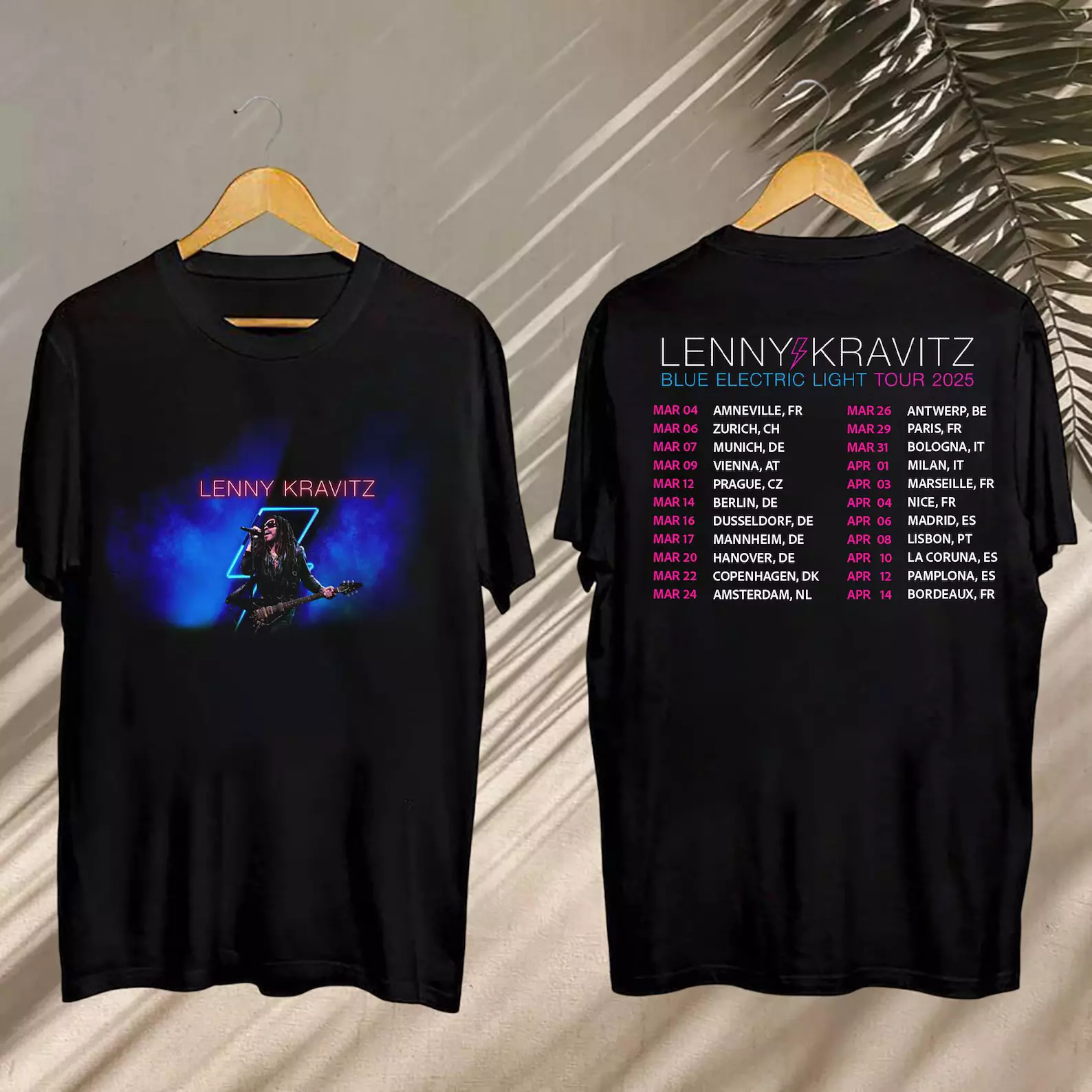 Shirt 2025 Lenny Kravitz, Lenny Kravitz Blue Electric Light Tour Tee