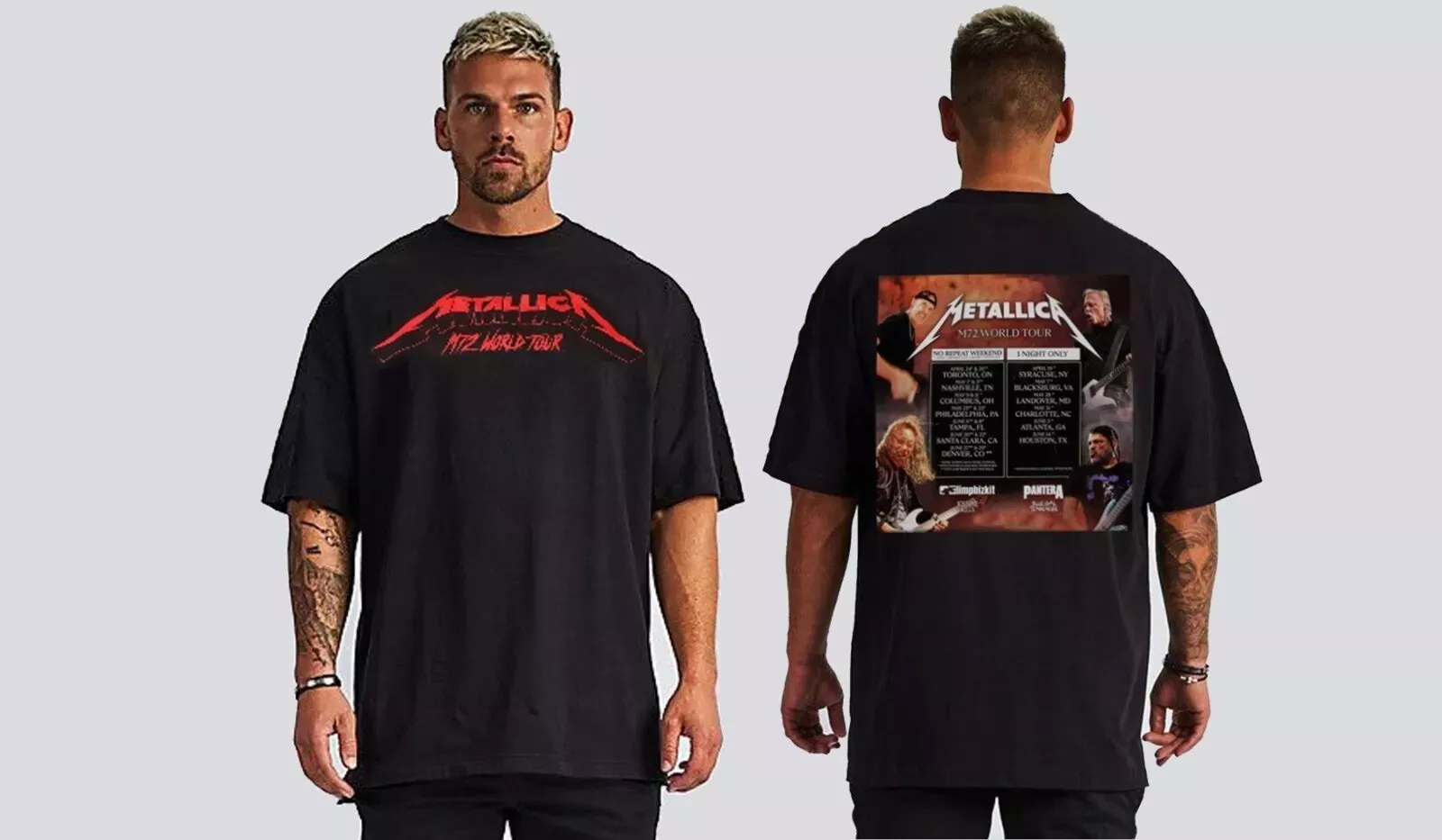 Metallica M72 World Tour 2025 Front And Back Print Black Shirt