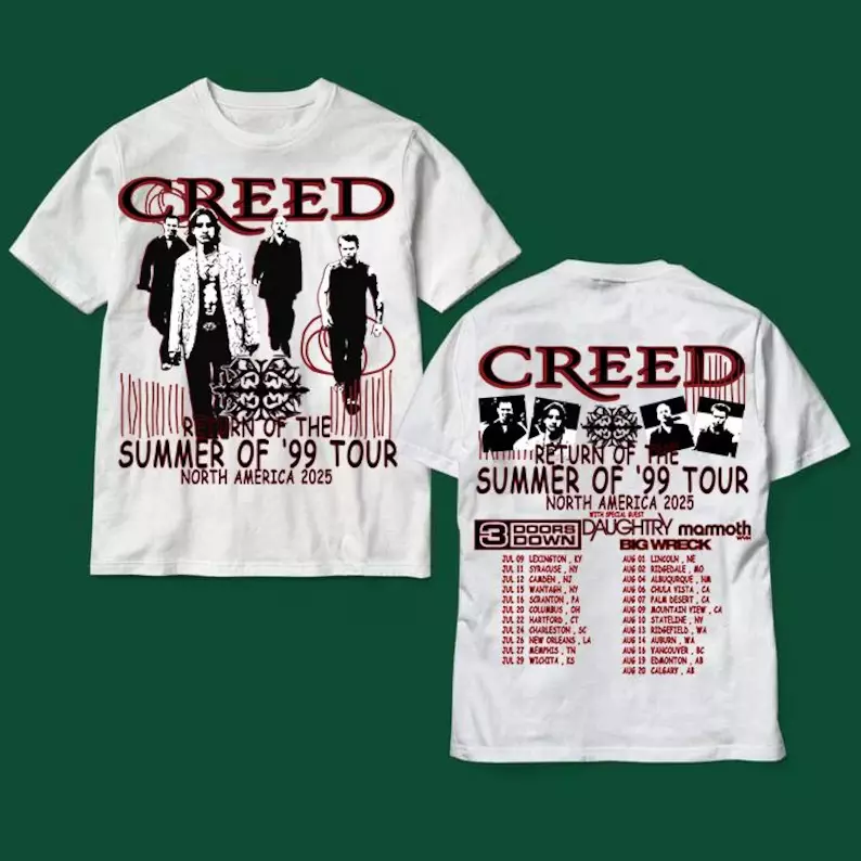 Creed Shirt, Creed Band 2025 Tour Summer Of '99 Tour Shirt, Creed Band Fan Gift