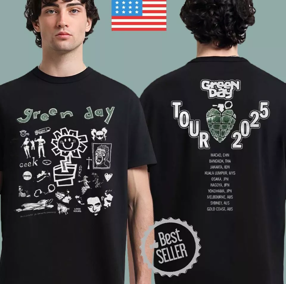 Green Day Tour 2025 Asia And Australia Tour Merch Two Sides Unisex Shirt