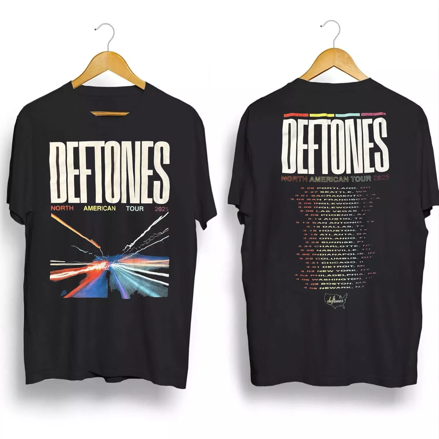 - Deftones 2025 North American Tour Black Shirt Gifts Fan S-3Xl
