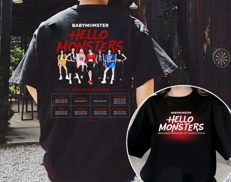 Shirt Babymonster Hello Monster World Tour 2025, Babymons7Er Album, Hello