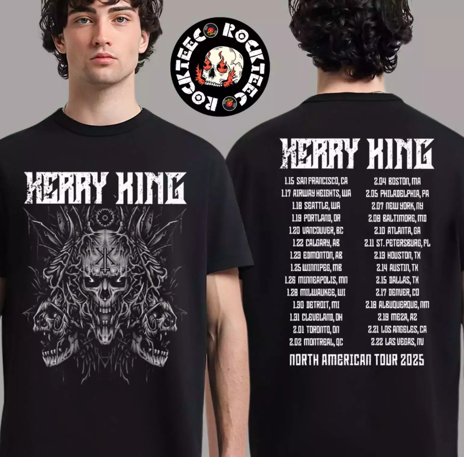 Kerry King Multi Skull North American Tour 2025 Tour Dates Unisex Shirt