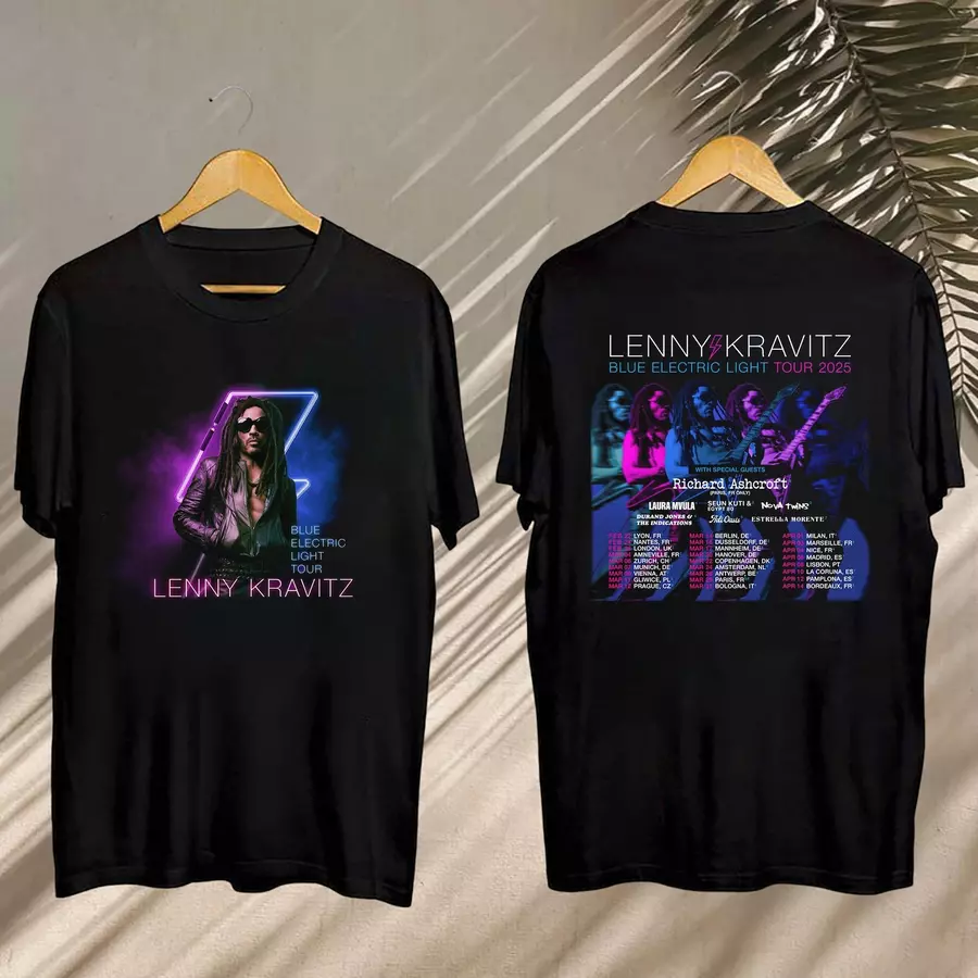 Shirt 2025 Lenny Kravitz Blue Electric Light Tour, Lenny Kravitz Concert