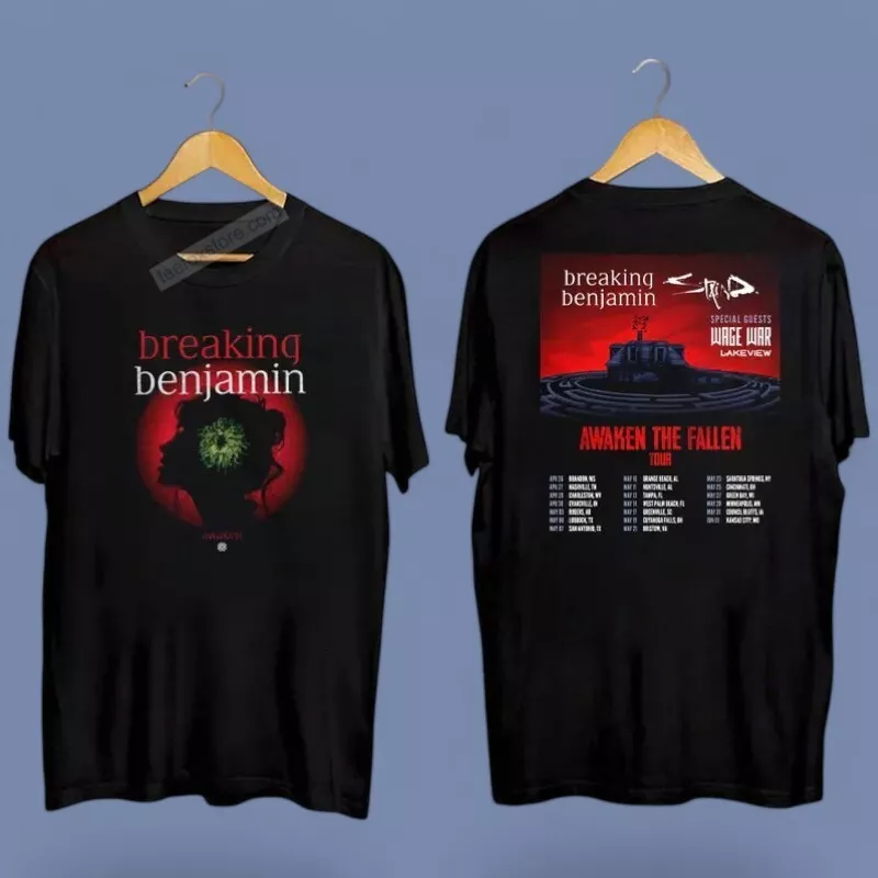 Breaking Benjamin Awaken The Fallen 2025 Tour Dates Two Sided Shirt